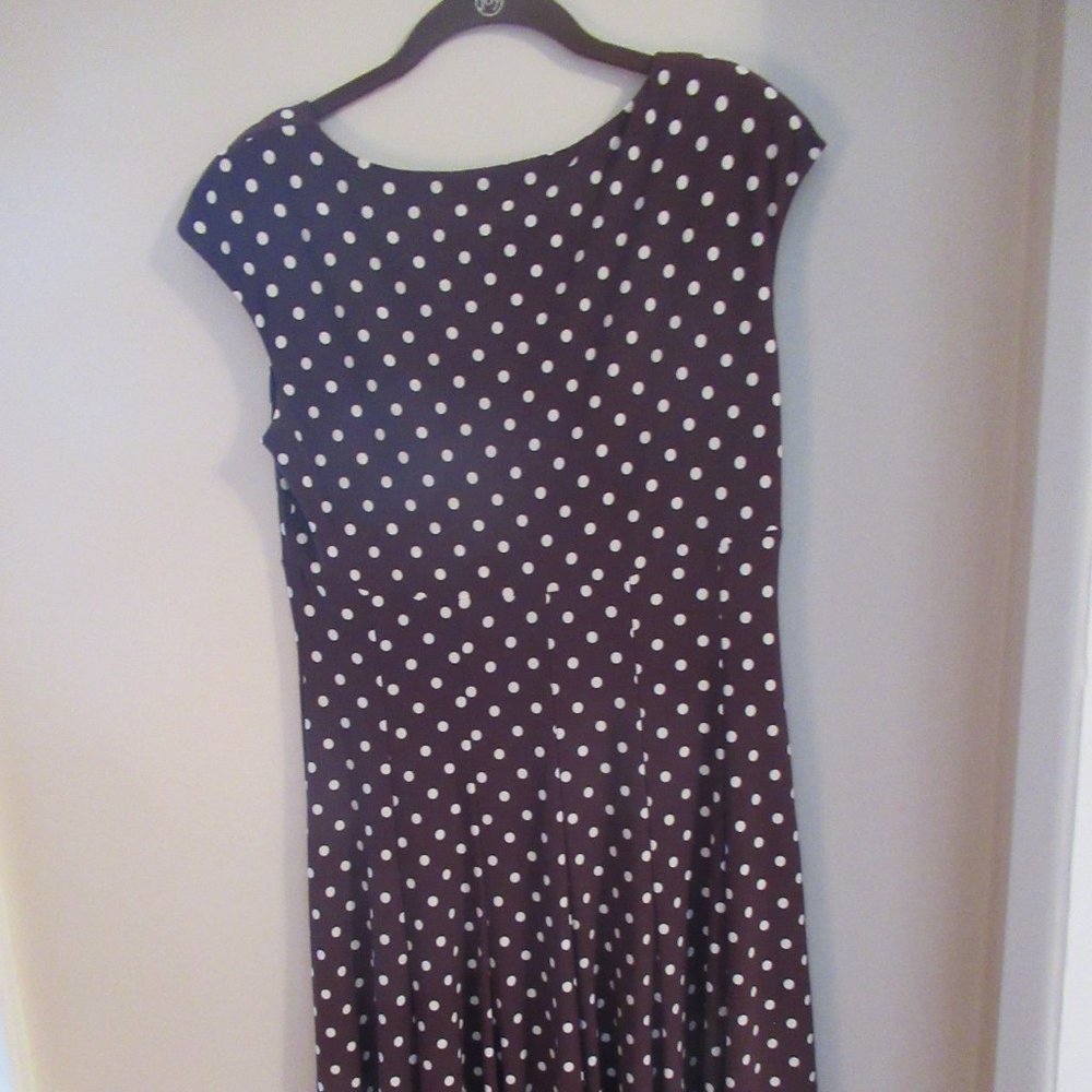 Fit n Flare Poka Dot Brown Dress-American Living